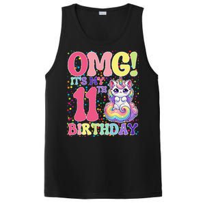 Birthday Girl 11 Years Old Cat Unicorn 11th Birthday PosiCharge Competitor Tank