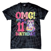 Birthday Girl 11 Years Old Cat Unicorn 11th Birthday Tie-Dye T-Shirt