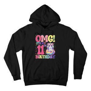 Birthday Girl 11 Years Old Cat Unicorn 11th Birthday Tall Hoodie