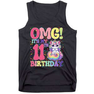 Birthday Girl 11 Years Old Cat Unicorn 11th Birthday Tank Top