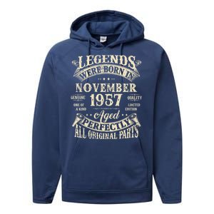 Birthday Gift 1957 Legend November 1957 Performance Fleece Hoodie