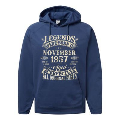 Birthday Gift 1957 Legend November 1957 Performance Fleece Hoodie