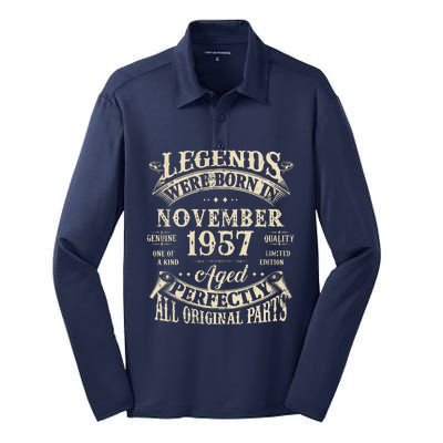 Birthday Gift 1957 Legend November 1957 Silk Touch Performance Long Sleeve Polo