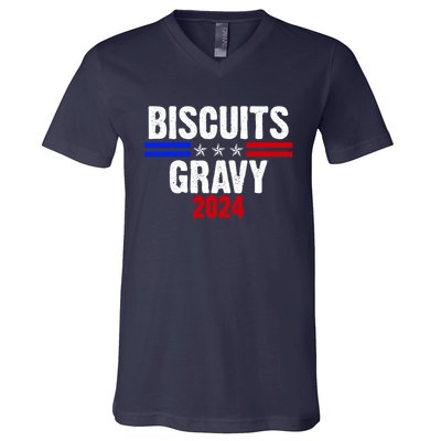 Biscuits Gravy 2024 Presidential Election Food Breakfast V-Neck T-Shirt