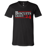 Biscuits Gravy 2024 Presidential Election Food Breakfast V-Neck T-Shirt