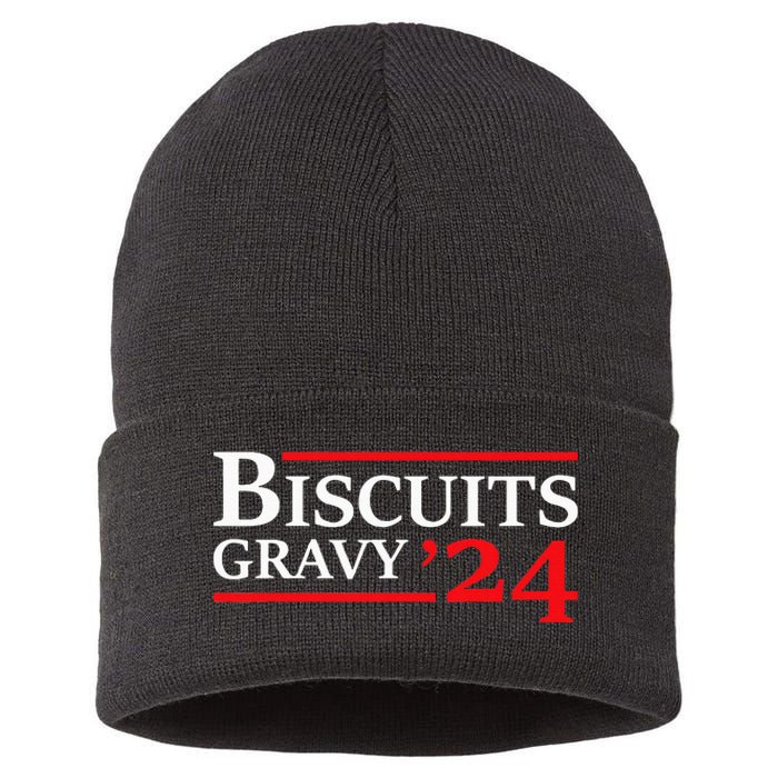 Biscuits Gravy 2024 Presidential Election Food Breakfast Sustainable Knit Beanie