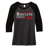 Biscuits Gravy 2024 Presidential Election Food Breakfast Women's Tri-Blend 3/4-Sleeve Raglan Shirt