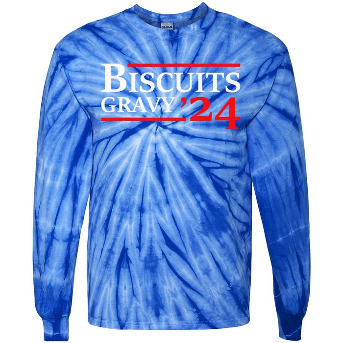 Biscuits Gravy 2024 Presidential Election Food Breakfast Tie-Dye Long Sleeve Shirt