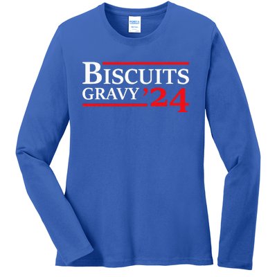 Biscuits Gravy 2024 Presidential Election Food Breakfast Ladies Long Sleeve Shirt