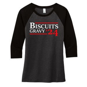 Biscuits Gravy 2024 Presidential Election Food Breakfast Women's Tri-Blend 3/4-Sleeve Raglan Shirt