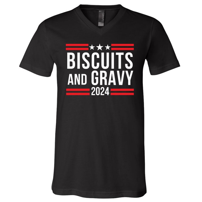 Biscuits & Gravy 2024 Foodie Southern Breakfast Food Lover Breakfast Lovers V-Neck T-Shirt