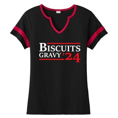 Biscuits Gravy 2024 Presidential Election Food Breakfast Ladies Halftime Notch Neck Tee