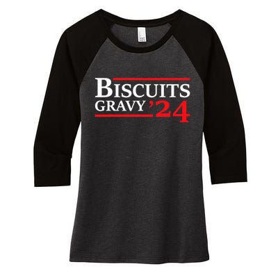 Biscuits Gravy 2024 Presidential Election Food Breakfast Women's Tri-Blend 3/4-Sleeve Raglan Shirt