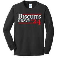 Biscuits Gravy 2024 Presidential Election Food Breakfast Kids Long Sleeve Shirt