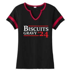 Biscuits Gravy 2024 Presidential Election Food Breakfast Ladies Halftime Notch Neck Tee