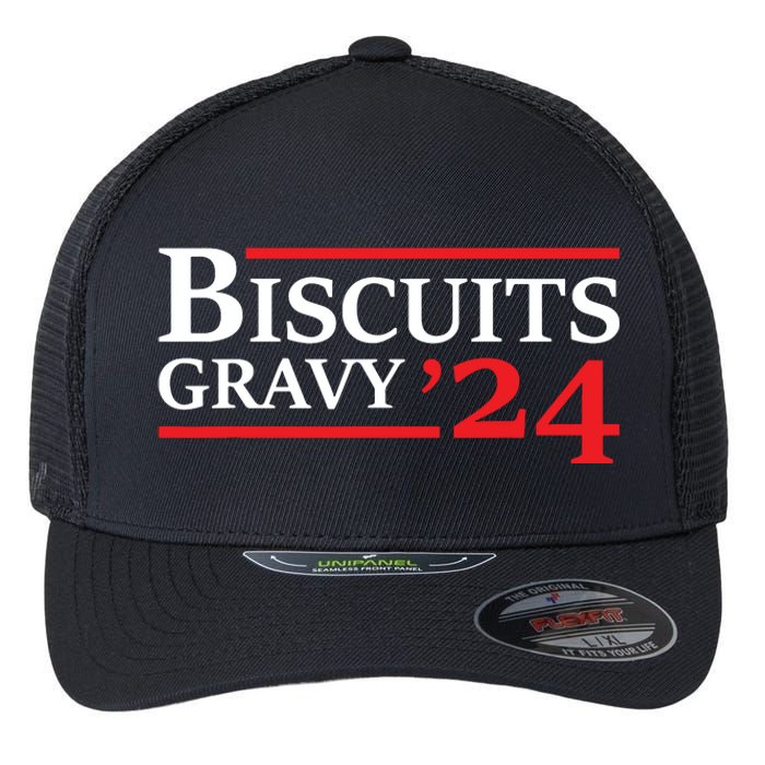 Biscuits Gravy 2024 Presidential Election Food Breakfast Flexfit Unipanel Trucker Cap