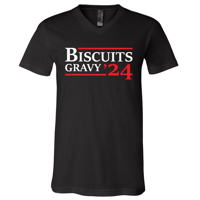 Biscuits Gravy 2024 Presidential Election Food Breakfast V-Neck T-Shirt