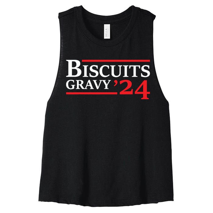 Biscuits Gravy 2024 Presidential Election Food Breakfast Women's Racerback Cropped Tank