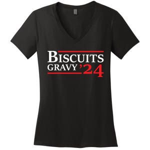 Biscuits Gravy 2024 Presidential Election Food Breakfast Women's V-Neck T-Shirt