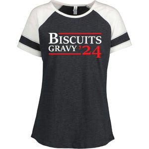 Biscuits Gravy 2024 Presidential Election Food Breakfast Enza Ladies Jersey Colorblock Tee