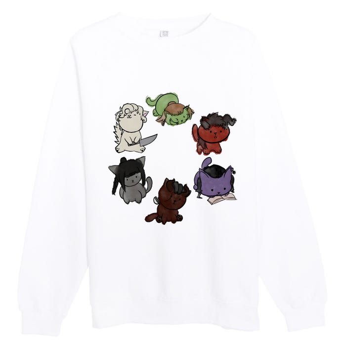 Baldurs Gate 3 Character Cute Cat Karlach Astarion Premium Crewneck Sweatshirt