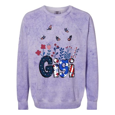 Butterflies Gigi 4th Of July Happy Usa Independence Christm Cool Gift Colorblast Crewneck Sweatshirt