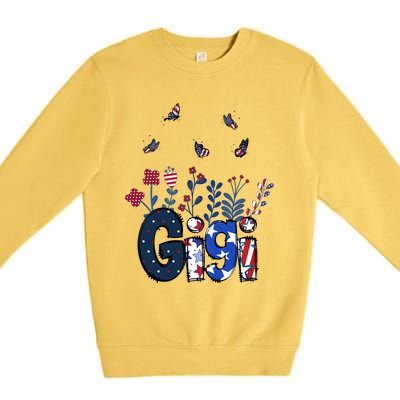 Butterflies Gigi 4th Of July Happy Usa Independence Christm Cool Gift Premium Crewneck Sweatshirt