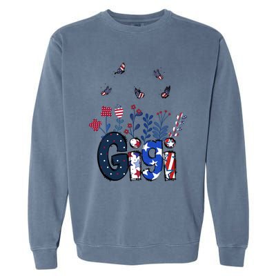 Butterflies Gigi 4th Of July Happy Usa Independence Christm Cool Gift Garment-Dyed Sweatshirt