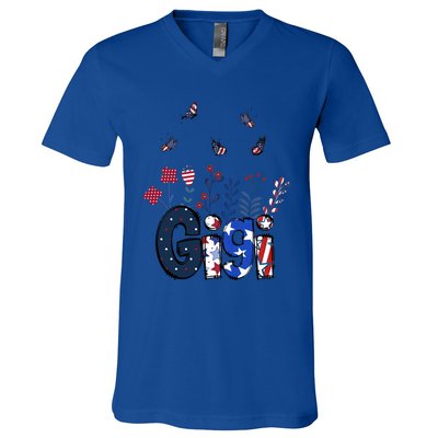 Butterflies Gigi 4th Of July Happy Usa Independence Christm Cool Gift V-Neck T-Shirt