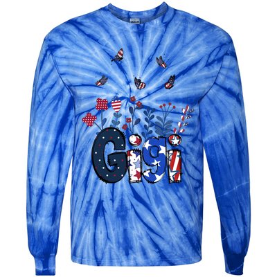 Butterflies Gigi 4th Of July Happy Usa Independence Christm Cool Gift Tie-Dye Long Sleeve Shirt