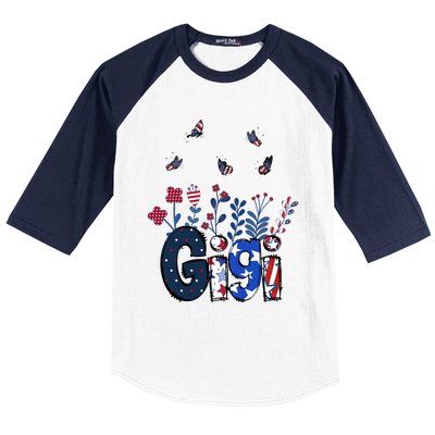 Butterflies Gigi 4th Of July Happy Usa Independence Christm Cool Gift Baseball Sleeve Shirt