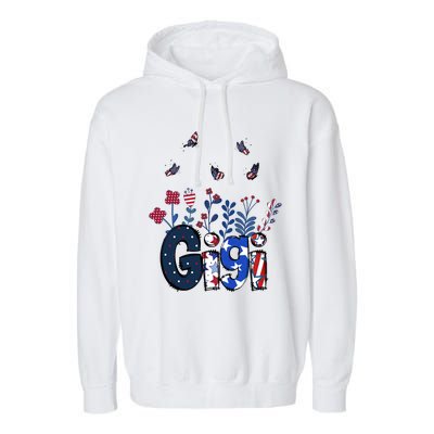 Butterflies Gigi 4th Of July Happy Usa Independence Christm Cool Gift Garment-Dyed Fleece Hoodie