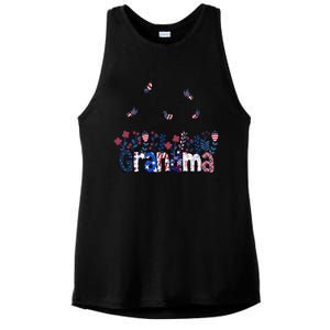 Butterflies Grandma 4th Of July Happy Usa Independence Chri Gift Ladies PosiCharge Tri-Blend Wicking Tank