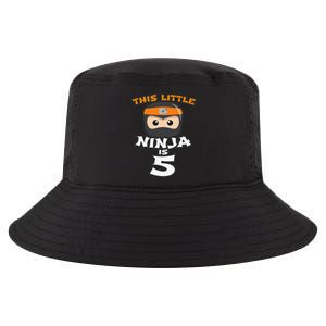 Boy Girl 5th Birthday This Little Ninja Is 5 Years Old Bday Cool Comfort Performance Bucket Hat