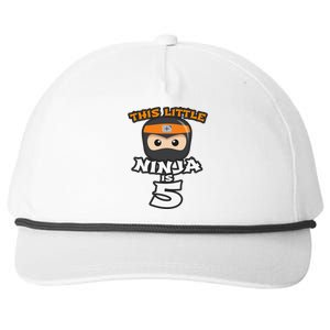 Boy Girl 5th Birthday This Little Ninja Is 5 Years Old Bday Snapback Five-Panel Rope Hat