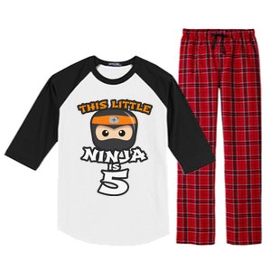 Boy Girl 5th Birthday This Little Ninja Is 5 Years Old Bday Raglan Sleeve Pajama Set