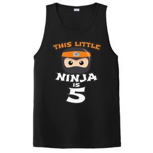 Boy Girl 5th Birthday This Little Ninja Is 5 Years Old Bday PosiCharge Competitor Tank