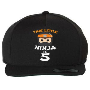 Boy Girl 5th Birthday This Little Ninja Is 5 Years Old Bday Wool Snapback Cap