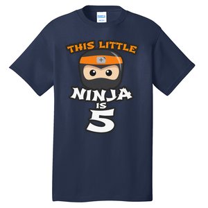 Boy Girl 5th Birthday This Little Ninja Is 5 Years Old Bday Tall T-Shirt