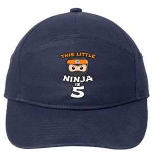 Boy Girl 5th Birthday This Little Ninja Is 5 Years Old Bday 7-Panel Snapback Hat