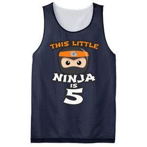 Boy Girl 5th Birthday This Little Ninja Is 5 Years Old Bday Mesh Reversible Basketball Jersey Tank