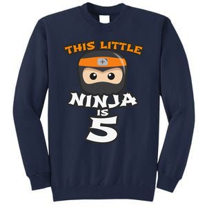 Boy Girl 5th Birthday This Little Ninja Is 5 Years Old Bday Tall Sweatshirt