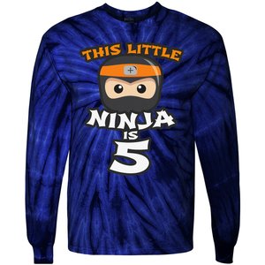 Boy Girl 5th Birthday This Little Ninja Is 5 Years Old Bday Tie-Dye Long Sleeve Shirt