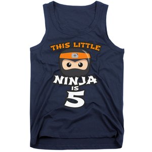 Boy Girl 5th Birthday This Little Ninja Is 5 Years Old Bday Tank Top