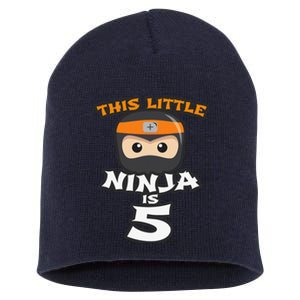 Boy Girl 5th Birthday This Little Ninja Is 5 Years Old Bday Short Acrylic Beanie