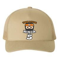 Boy Girl 5th Birthday This Little Ninja Is 5 Years Old Bday Yupoong Adult 5-Panel Trucker Hat