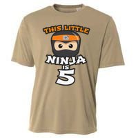 Boy Girl 5th Birthday This Little Ninja Is 5 Years Old Bday Cooling Performance Crew T-Shirt