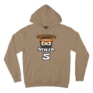 Boy Girl 5th Birthday This Little Ninja Is 5 Years Old Bday Hoodie