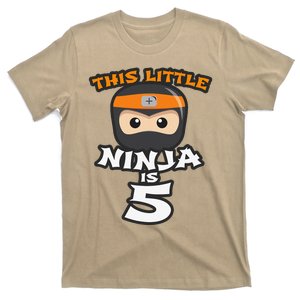 Boy Girl 5th Birthday This Little Ninja Is 5 Years Old Bday T-Shirt