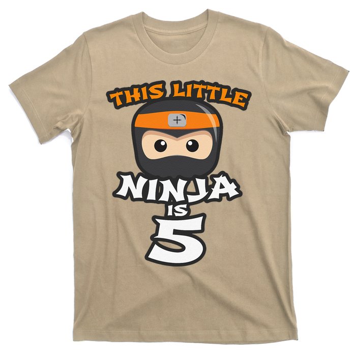 Boy Girl 5th Birthday This Little Ninja Is 5 Years Old Bday T-Shirt